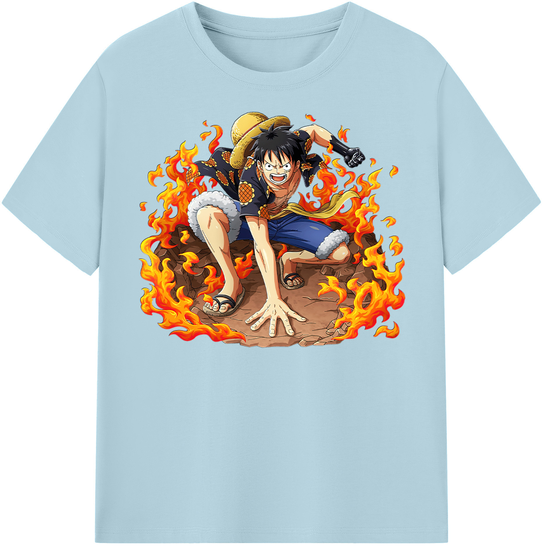 ワンピース モンキー・D・ルフィ ONE PIECE Monkey D. Luffy 綿100％半袖Tシャツ（フロントプリント）